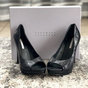 Vera Wang Lavender Python Peep Toe Pump